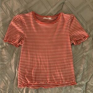Orange Striped Frilly Top